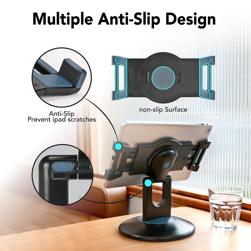EHO Tablet Kiosk Stand, 360° Rotating Commercial Tablet Stand, Retail Kiosk, 6"-13" (Screens) Adapter Universal Holder for iPad, Air, Mini, Microsoft Surface, Most Tablets - Black