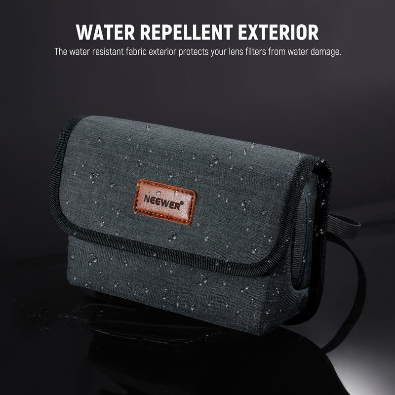 Neewer Camera Lens Filter Case with Water Resistant Hard Shell, 6 Soft Pockets, Shoulder Strap, Pro Photography Filter Bag Storage Pouch for 4''x 4'', 4''x 5.65'' Square, 95mm Circular Filters, PB025