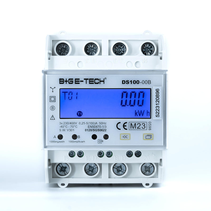 Electricity meter [DS100] 3 phase bi-directional three-phase current meter for DIN rail with RS485 Modbus-RTU, DLT654, S0 pulse or DI signal input | DS100-00B (with 2x S0 and RS485) DS100-00B (with 2x S0 and RS485)