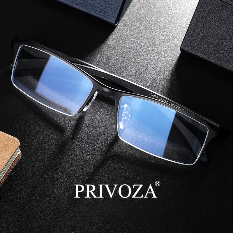 Blue Light Glasses for Men Semi Rimless Rectangular Computer Glasses Blue Blocker Anti Glare UV400 Protection Black
