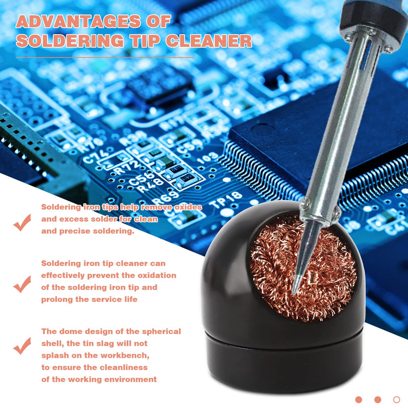 6Pcs Soldering Tip Cleaner and Soldering Iron Tip Cleaner Holder Brass Tip Cleaner Kit with 6Pcs Soldering Tip Cleaning Sponge and 2 Tin Scrapers for Cleaning Soldering Iron and Tips