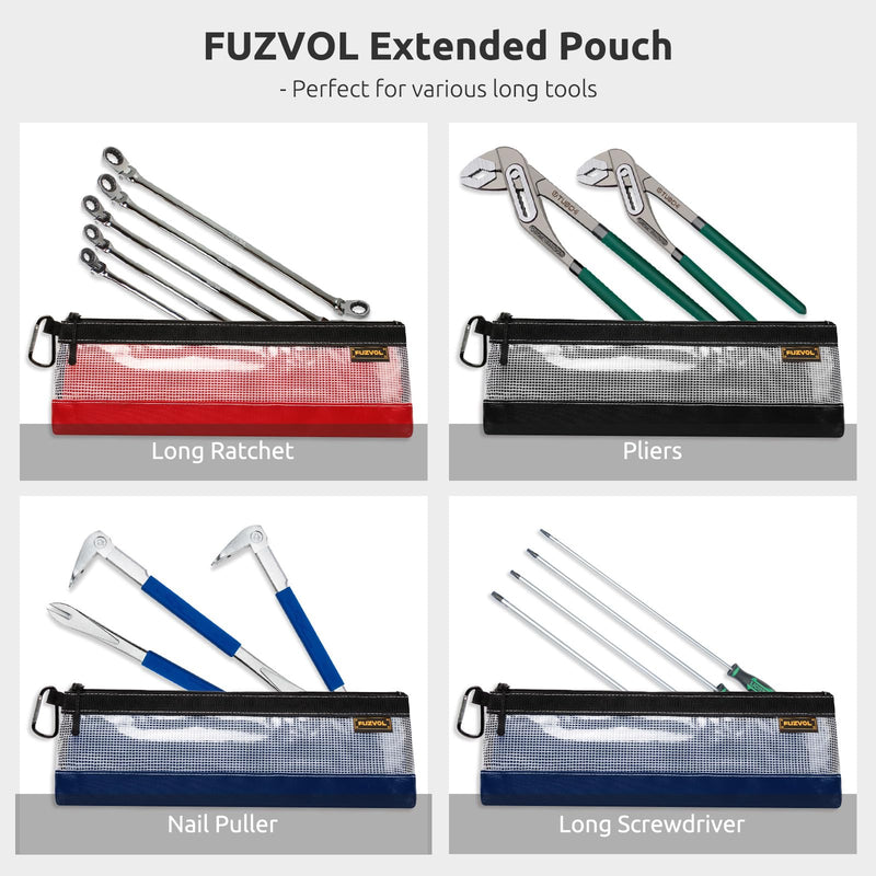 Clear Tool Pouch, 14" Long Tool Bag, Small Zipper Pouch, See Through Tool Pouch Bag for Tool Box Organizers and Storage, Heavy Duty Tool Bag for Men and Women, 3 Pack Semi-trans 14"-narrow