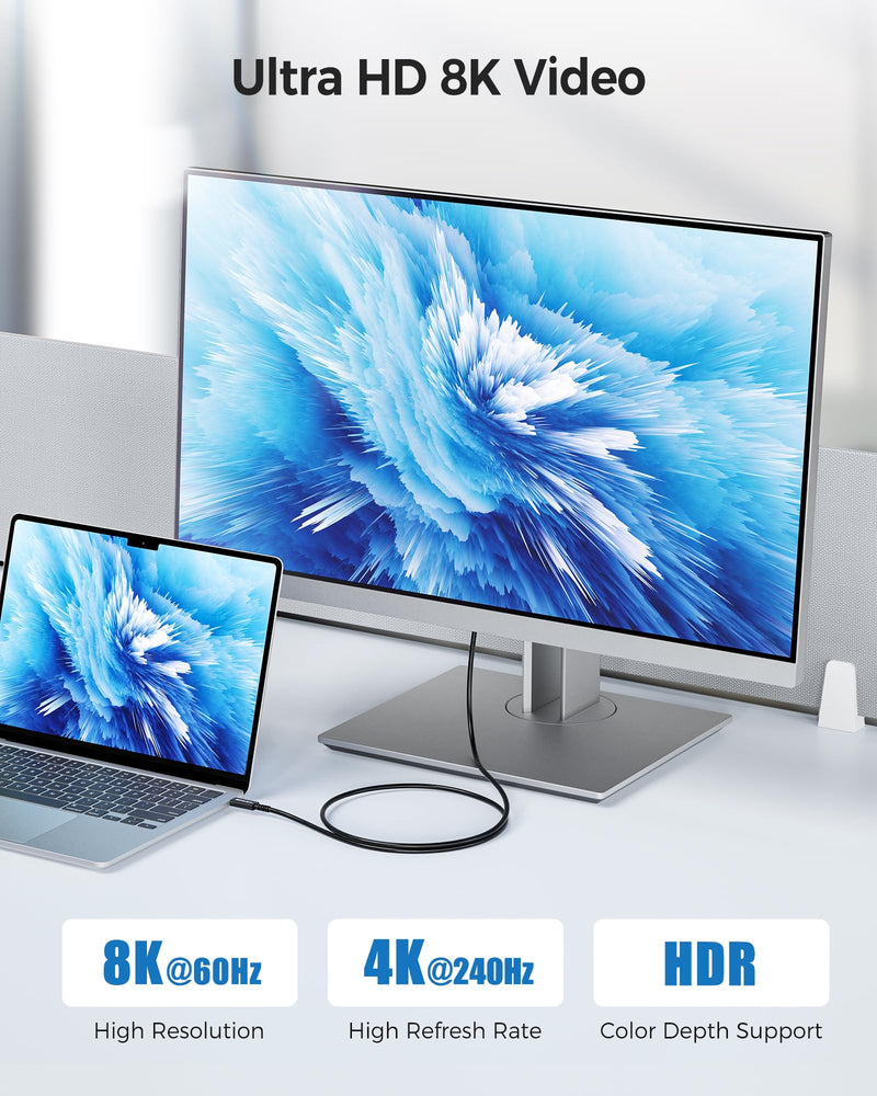 Cable Matters [Intel Certified] Braided 40Gbps Active Thunderbolt 4 Cable 6.6 ft with 100W Charging Power Delivery and 8K Video - Fully Compatible with Thunderbolt 3, USB 4 / USB4, and USB C Port Black
