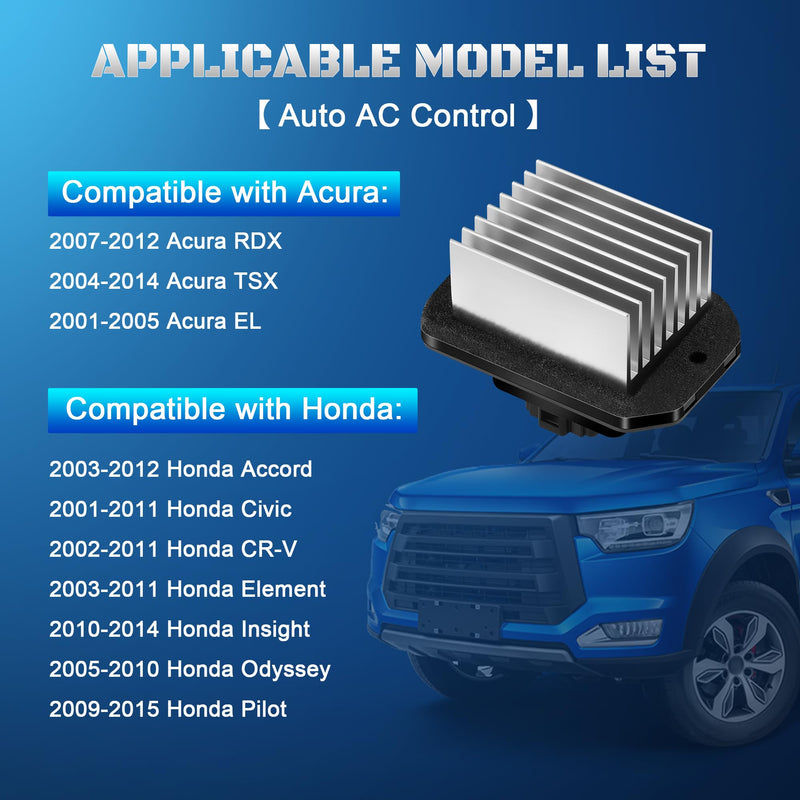 HVAC Front Blower Motor Resistor Control Module Replacement for Honda Accord Civic CRV Element Odyssey Pilot Acura RDX TSX EL Replaces 79330-SDA-A01,79330-SNA-A01,79330-SDG-W41