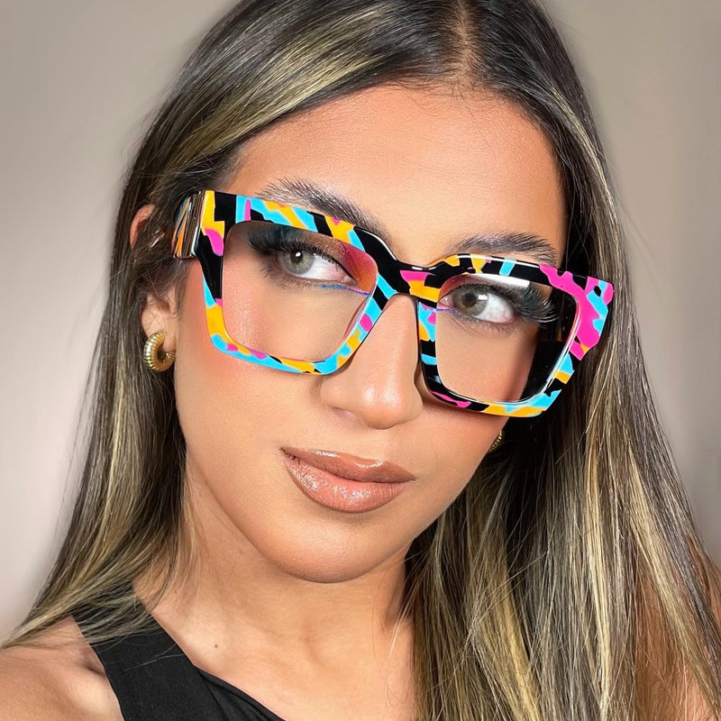 VOOGLAM Square Blue Light Glasses for Women Anti Eyestrain Dry Eyes Computer Phone TV Eyewear Felician Gremulticoloren Clear