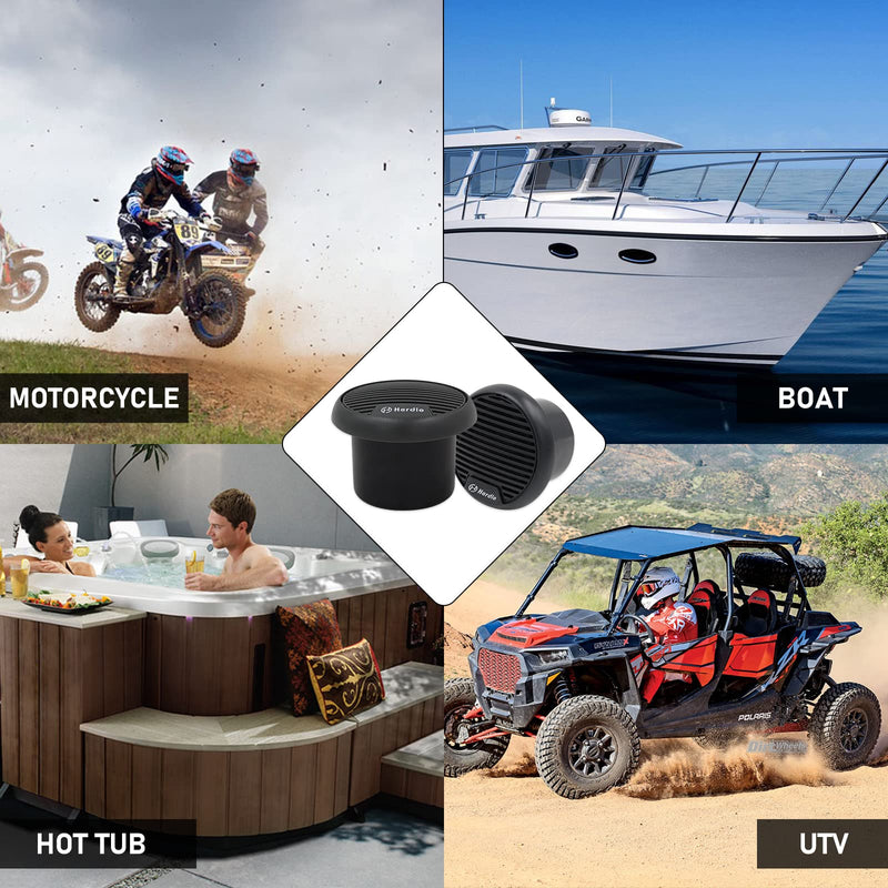 Herdio 3" inch Marine Bluetooth Speakers Boat Motorcycle Hot tub Stereo with Max Power 140 Watt (Black) Black