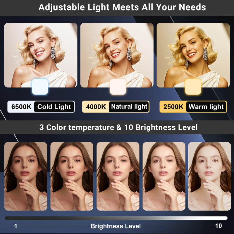 On-Camera Video Light, Rechargeable LED Mini Bright Light for Photography, Portable Camera Lighting for DSLR Camera, GoPro, Phone, Compatible with Sony Nikon Canon Panasonic