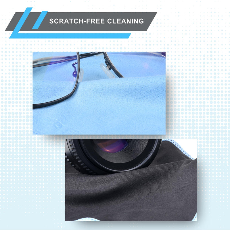 Eco-Fused Microfiber Cleaning Cloths - 5 Pack - Double-Sided Cleaning Cloths - Microfiber and Suede Cloth for Smartphones, LCD TV, Tablets, Laptop Screens, Camera Lenses and Delicate Surfaces 5 Pack - 6.6 X 6.2" (Blue)
