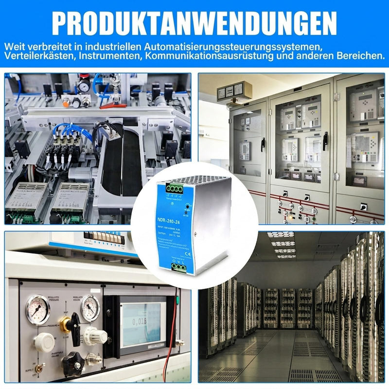 24 V power supply, DIN rail, 240 W, DIN rail switching power supply, input AC 100-220 V, 2.4 A output, DC 24 V, 10 A, multiple protection functions, industrial model NDR-240W-24V. 240W-10A