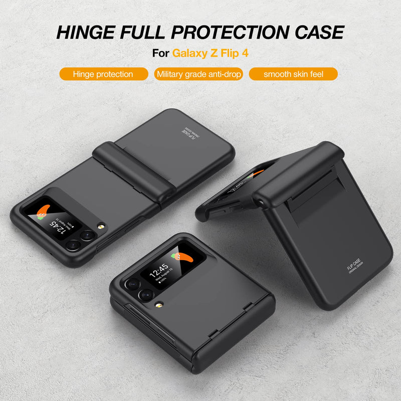 Vizvera for Samsung Galaxy Z Flip 4 Case with Hinge Protection, Flip z 4 Slim Case All-Inclusive Shockproof Volume Key Protection Wireless Charging for Galaxy Z Flip 4 5G(2022)-Matte Black Matte Black
