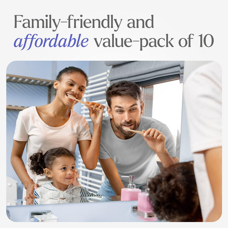 VIVAGO Bamboo Toothbrushes Medium Bristles 50 Pack - BPA Free Medium Bristles Toothbrushes for Adults - Eco-Friendly, Natural Wooden Toothbrush 50 Count (Pack of 1)