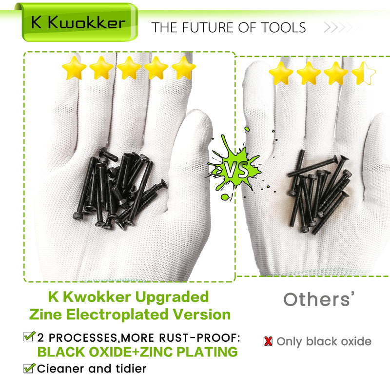 2540Pcs M3 Screw Kit 4MM to 35MM, M3 Socket Head Screws & Flat Head Screws, Upgraded Zinc Plated Assorted Nuts and Bolts Assortment Kit Black M3 Screws with Nuts, Washer and Lock Washers K. M3
