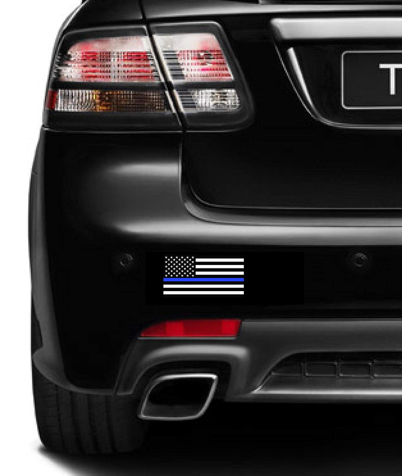 Thin Blue Line American Police Flag Magnetic Bumper Sticker Rectangle, Share w/Family & Friends - Political Sticker for Vehicle, Refrigerator - Car Magnet Decal, Room & Wall Decor, Gift - Set of 3