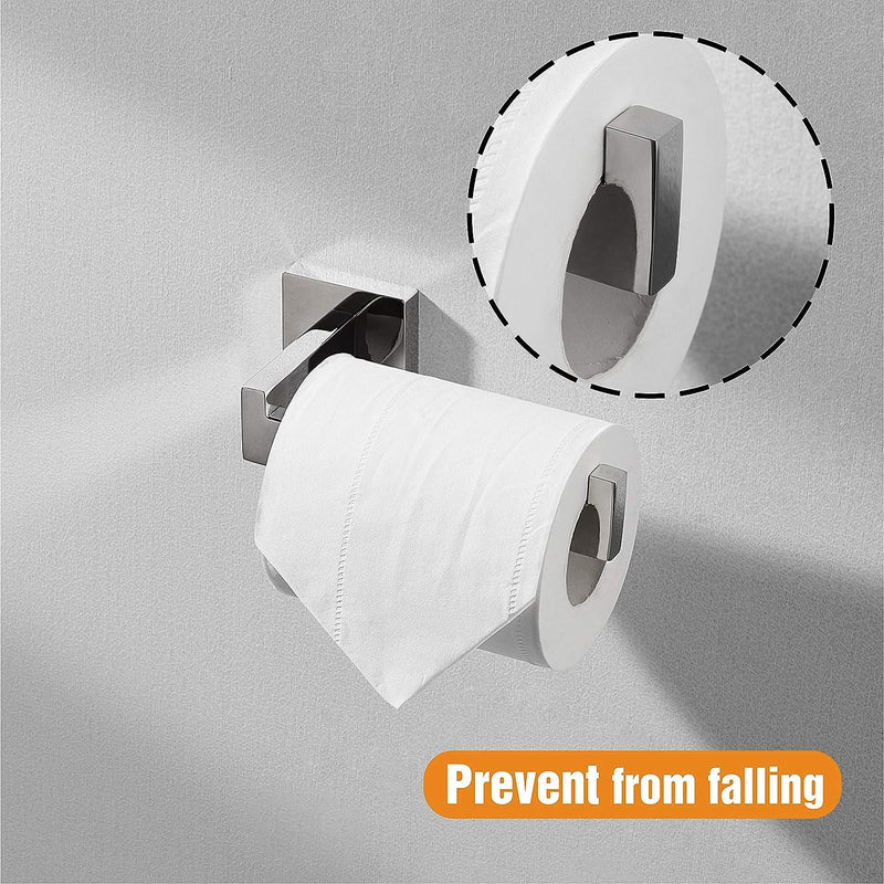 HITSLAM Chrome Toilet Paper Holder Premium 304 Stainless Steel Square Toilet Roll Holder for Bathroom Rustproof Wall-Mounted 2 Pack Chrome-2pack Standard
