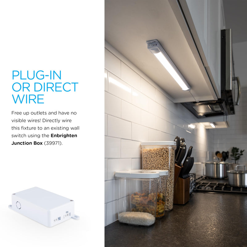 Enbrighten Premium Linkable Under Cabinet Fixture, 36in, LED, Linkable, 1220 Lumens, 3000K Warm White, 38847-T1 36 Inch