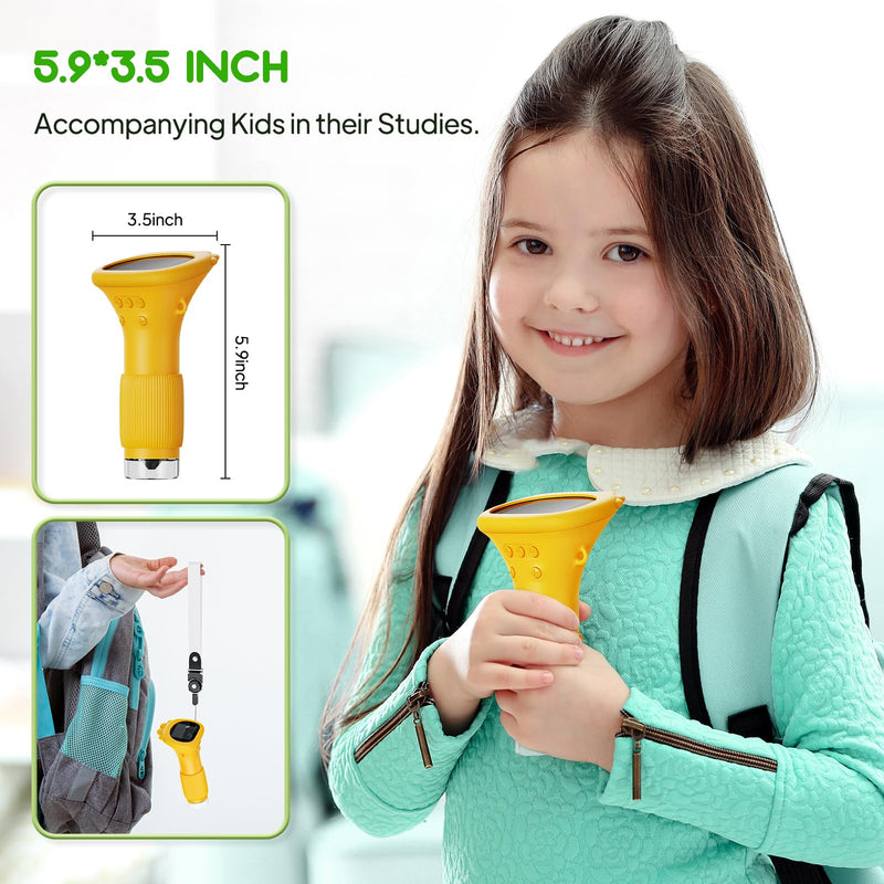 Microscope for Children, Ashfly 1000X Pocket Microscope with 2.0 Inch IPS Screen USB Microscope Magnifying Glass, 8 LED Lights Connection to PC, Mini Children's Microscope for Easter Toy - Orange Yellow-Small
