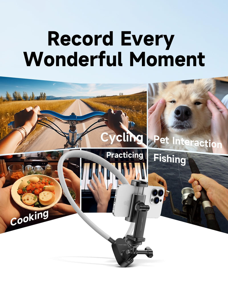 Neck Tripod Phone Holder for iPhone - POV/Vlog Phone Mount Holder for Recording, Hand Free Adjustable Phone Neck Holder Chest Stand Video Recording for iPhone 15 14 13 12 Pro Max Plus Mini S7PRO NO Magnetic Version
