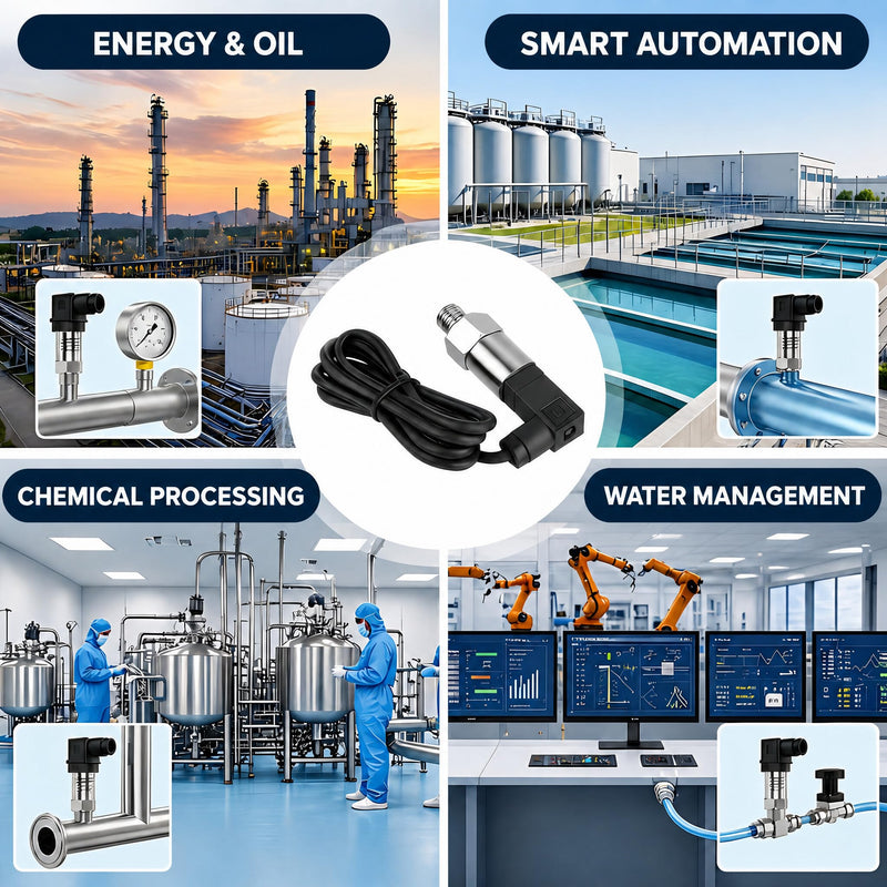 Stainless Steel Pressure Transducer, Pressure Sensor Silicon Pressure Transmitter Sensor Water Flow Sensor 4-20mA Output G1/4 Inch for Water Gas Oil (0-0.2 MPA) 0-0,2 MPA