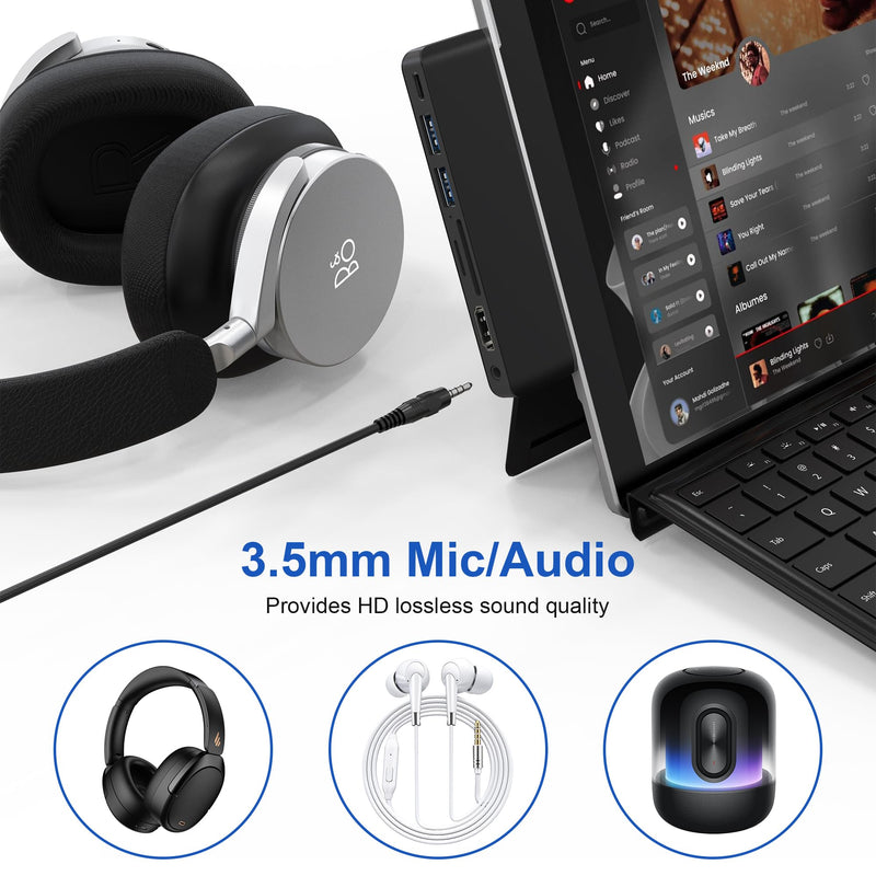 Surface Pro 9/10 Accessories - Surface Pro 9 Docking Station with Thunderbolt 4(Display+Data+100W PD), 4K HDMI, 2 USB3.0, 3.5mm Audio, SD/TF Reader, HDMI+USB C Triple Display Surface Pro 10/9/X Hub