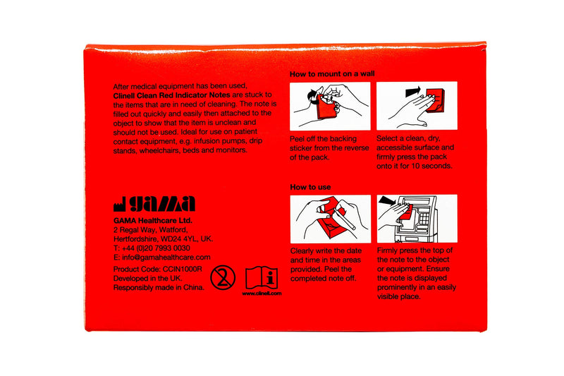 Clinell indicator sheets, red, 4 blocks of 250 each