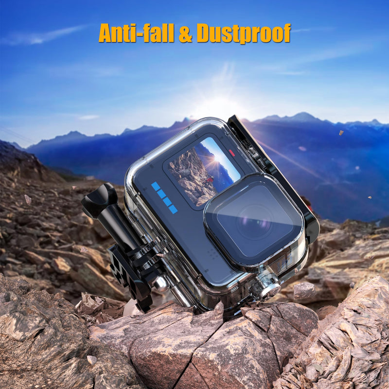 Waterproof Case with Dive Filters for Go Pro Hero 12 Black/Hero 11 Black/Hero 10 Black/Hero 9 Black, 230 FT/70M Underwater Protective Housing Dive Kit, Professional Action Camera Dive Accessory