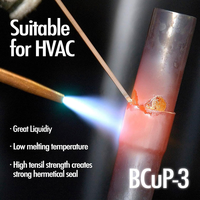 40 Sticks Brazing Rods Bcup-3 5% Silver Solder Phos Copper Brazing Alloys Flat Welding Rods Industry 0.050" x 1/8" x 10" for Air Conditioning Refrigerator Cold Storage HVAC Units