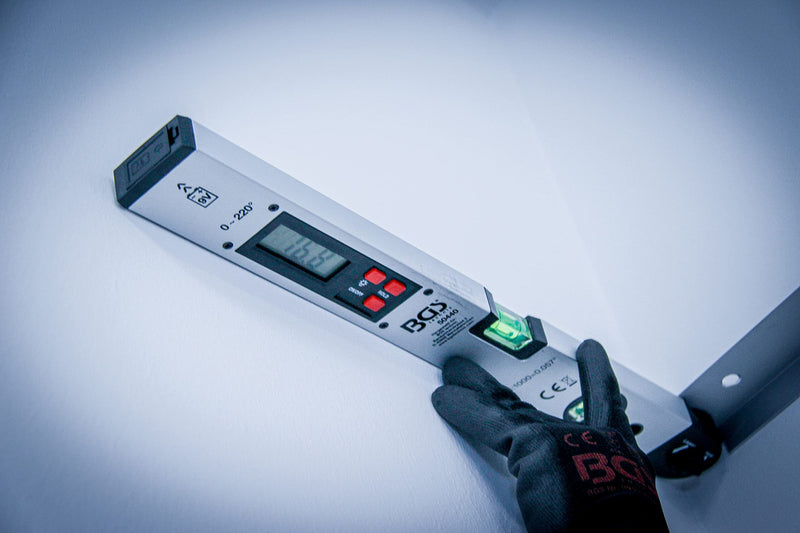 BGS 50440 | Digital LCD protractor with spirit level | 450mm | Angle bevel with locking function | Inclinometer