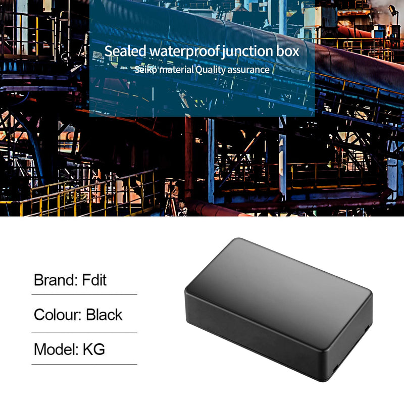 Pack of 6 junction boxes, plastic covers, electronics housing, electronic project box, electrical accessories housing for DIY power junction boxes (black, 100x60x25mm) black