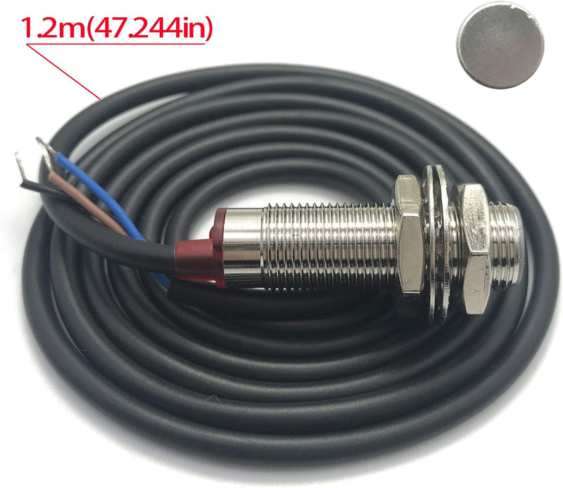 4 Digital LED Display Tachometer Tachometer RPM Speed Meter Panel Inductive Hall NPN Sensor Proximity Switch Sensor (Red)