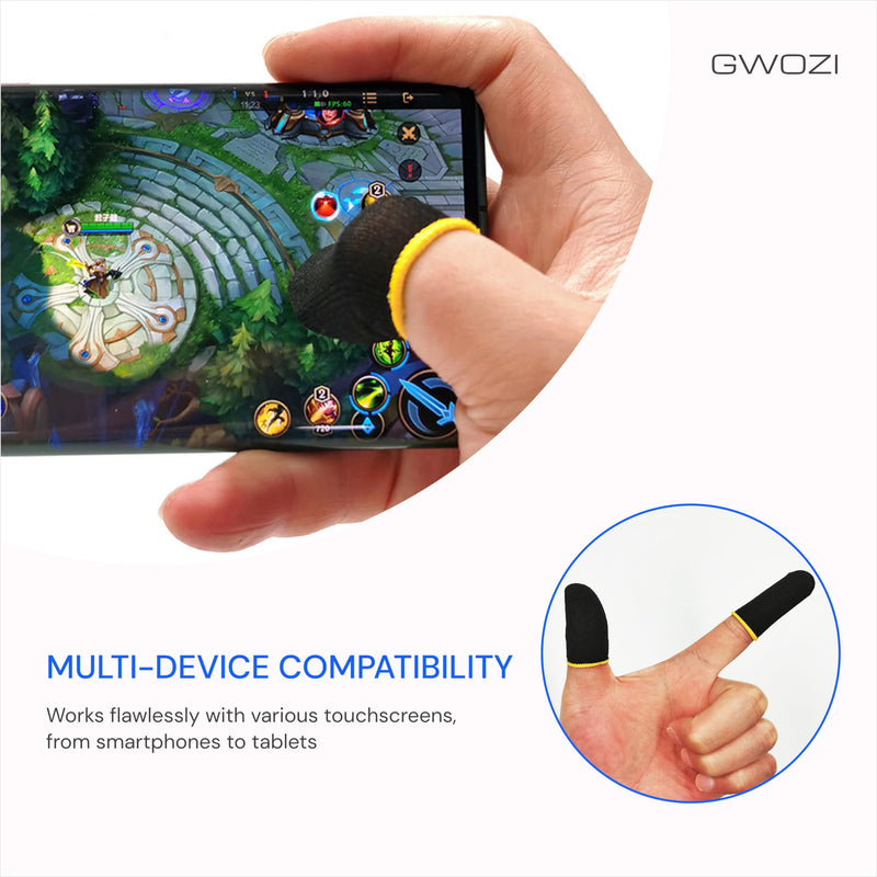 Gaming Finger Sleeves for Touch Screen 12 Pcs- Mobile Gaming Finger Covers Protection for Finger Tips - Seamless, Sweatproof Gamer Thumb Protector