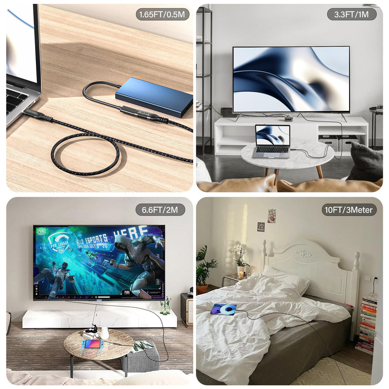 USB-C Extension Cable 16.5ft/5M, Male to Female Extender, Braided Data Cord, 100W PD Fast Charging, 20 Gbps 16.5 ft