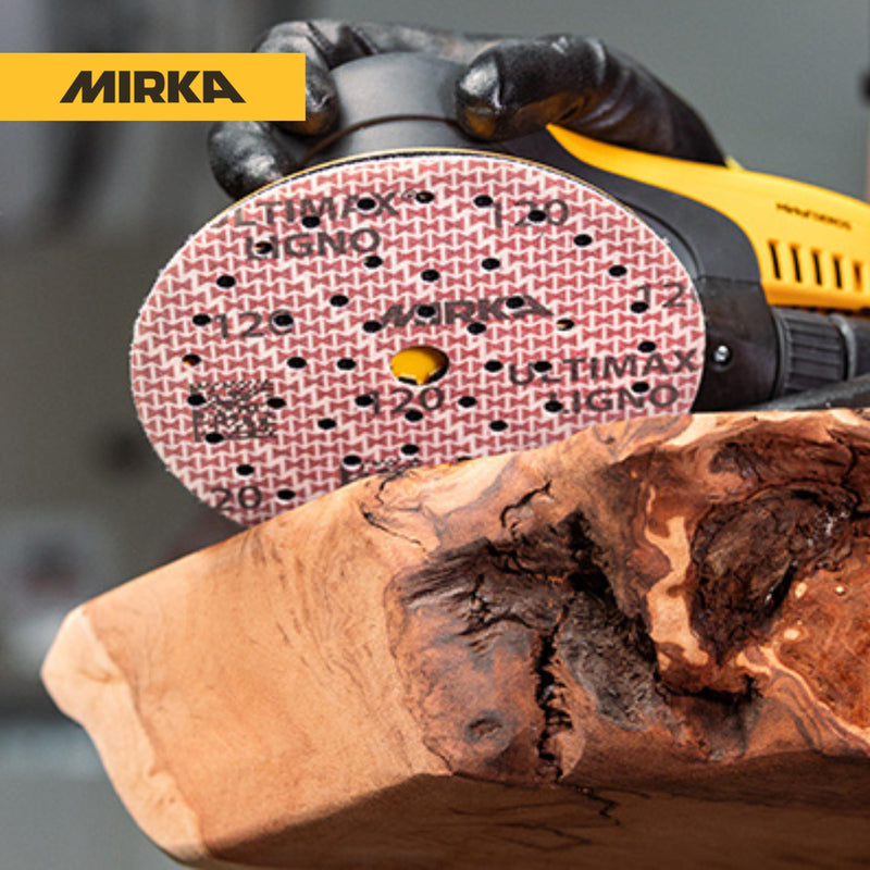 Mirka Ultimax Ligno Ø 150mm Sanding Discs Hook and Loop Multifit / Grit 60 / 50 Pieces / Multi-punched / for sanding wood surfaces | Multi-punched for efficient dust extraction, durable, ideal for sanding wood surfaces, grit 60, pack of 50