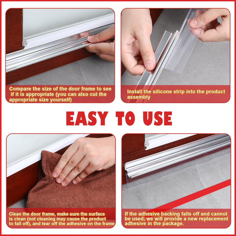 32" Chrome Framed Shower Door Replacement Drip Rail with Shower Door Bottom Sweep and 2 Applied Mounting Tape (32inch) 32inch