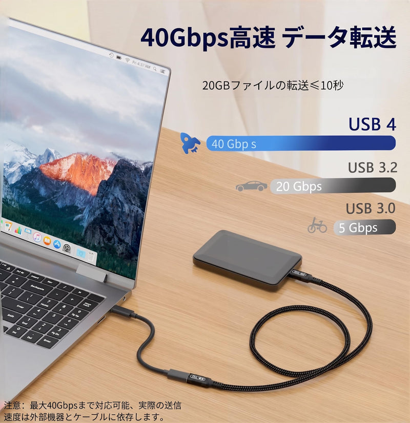 10ft/3M USB-C Male to Female Extension Cable - Thunderbolt 4/USB4/3 Compatible, 40Gbps, 8K@60Hz, 140W PD Fast Charging for M-acBook Pro, Monitors & Type-C Devices 3 m