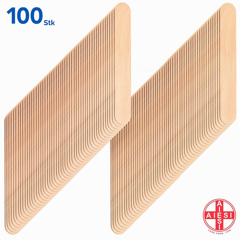AIESI Wooden Tongue Depressor, Disposable, Not Sterile (Pack of 100), Wooden Spatula for Hair Removal 100 Stück (1er Pack)