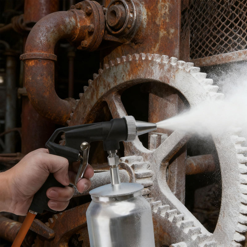 Sand Blaster Gun Compressed Air Working Pressure 6.5-8 Bar Sand Blaster Air Requirement 198 L/min, Sand Blaster, Jet Gun Suitable for Polishing, Rust Removal, Cleaning of Contaminants