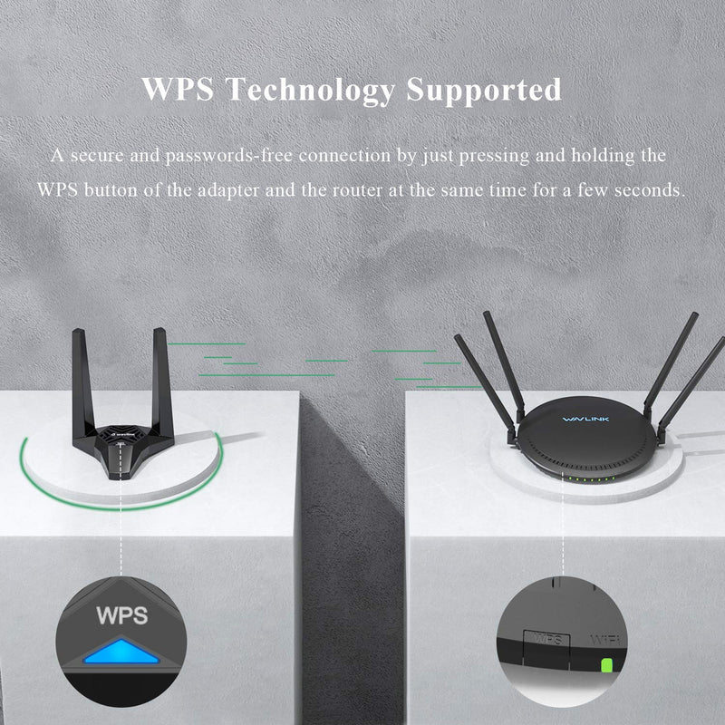 WAVLINK USB3.0 WiFi Adapter, AC1300Mbps Wireless Network Adapter for Desktop PC, Dual Band 5GHz+2.4GHz WLAN with High Gain 2X 3dBi Antennas for Windows XP/Vista/7/8/8.1/10/11 MacOS 10.7-10.15 AC1300M USB 3.0 WiFi Adapter