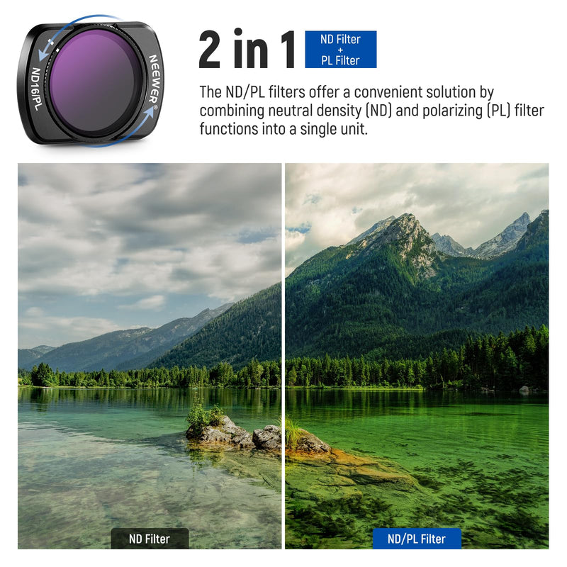 NEEWER Magnetic ND/PL Filter Set Compatible with DJI Osmo Pocket 3, 4 Pack ND8/PL ND16/PL ND32/PL ND64/PL Filters Kit with 2 LCD Touchscreen Protectors, Multi Coated HD Optical Glass/Aluminum Frame