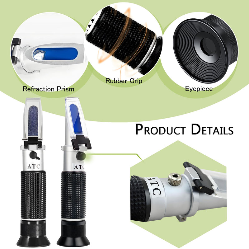 Seawater Salinity Refractometer, Automatic Temperature Compensation Seawater Salinity Hydrometer, 0-100ppt & 1.000-1.070 Salinity Specific Gravity Tester for Aquarium,Pool, Tank, Marine, Fishkeeping Seawater Salinity Refractometer