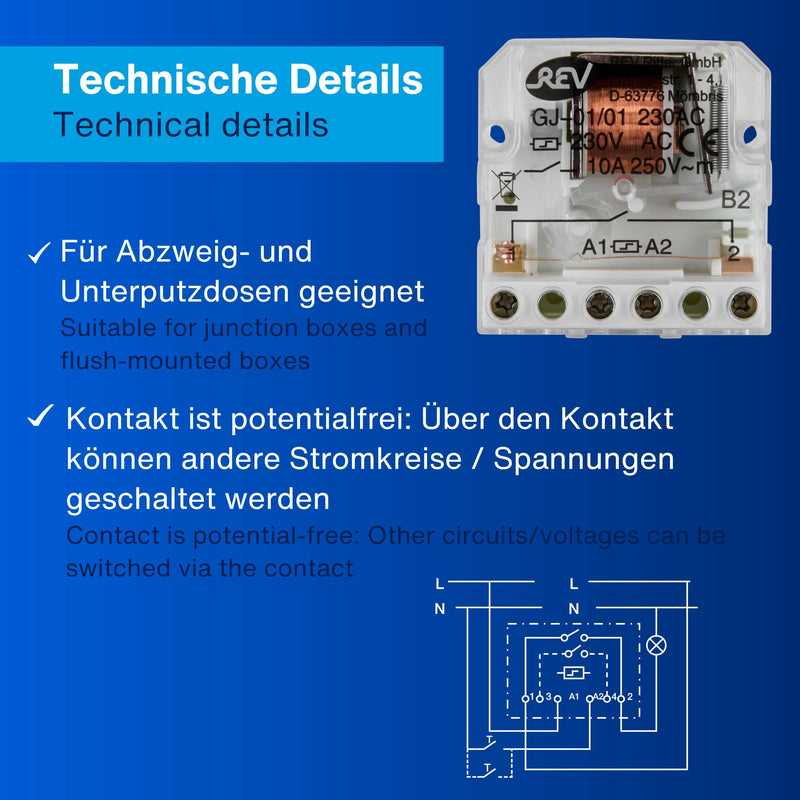 REV Ritter 0505400555 Power Surge Switch - 10 A | Impulse switch for any number of buttons