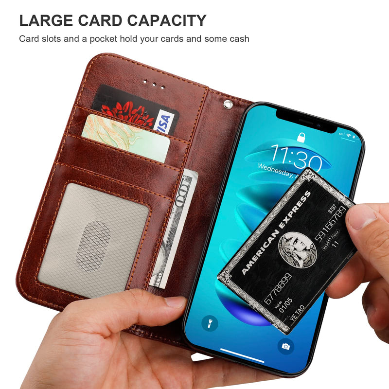 Bocasal Detachable Wallet Case for iPhone 14 RFID Blocking Card Slots Holder Premium PU Leather Magnetic Kickstand Shockproof Wrist Strap Removable Flip Protective Cover 5G 6.1 inch (Brown) Brown