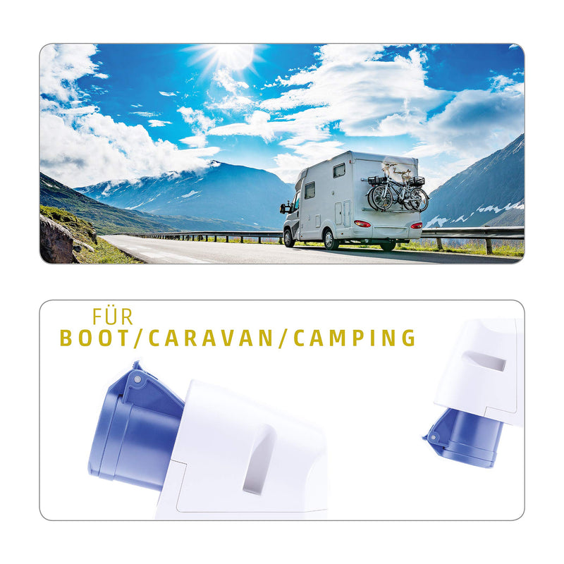 CEE surface-mounted socket - Provides you with optimal power outside - Caravan socket allows the use of all electrical devices, is suitable for continuous current - Camping socket IP44, blue wall socket