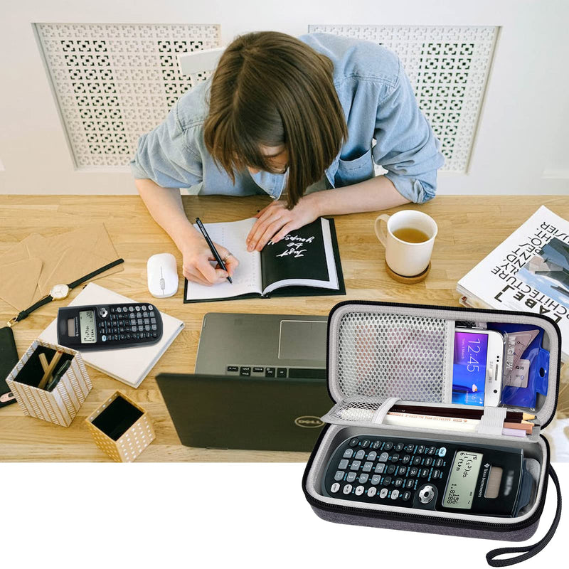Case Compatible with Texas Instruments TI-84 Plus CE/TI-84 Plus/TI-83 Plus/TI-30XS / TI-36Pro Graphing Calculator, Scientific Calculators Box for Ruler, Rubber, Pencil and Other- Light Grey