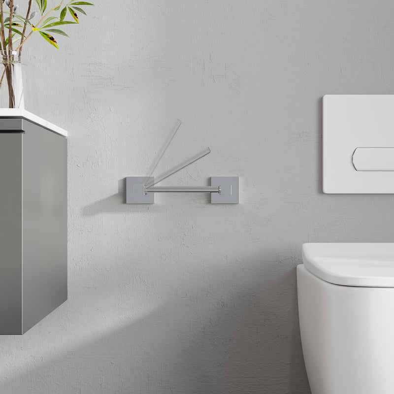 Ruacq Chrome Toilet Paper Holder Towel Ring Bathroom Accessories Hardware Set Double Post Pivoting Toilet Roll Holder Square Stainless Steel and Zinc Alloy Modern Wall Mounted 2 Pieces 2pcs