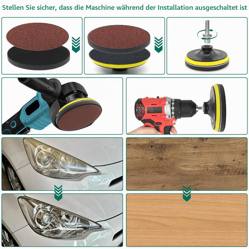 Sanding Discs Set of 80 with 2 M14 Sanding Discs 2 Shaft and 2 Buffer Pads, Sandpaper 125 mm Grit 40/60/80/120/180/240/320/600 for Angle Grinders