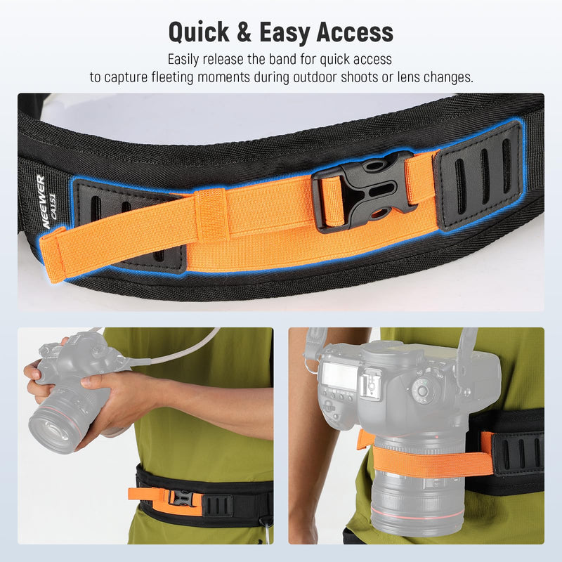 NEEWER Multi Function Utility Camera Waist Belt, Camera Strap for Photographers, Adjustable Breathable Waistband with D Rings for DSLR Bag Lens Pouch Tripod Flash Photography Accessories, CA151 Black