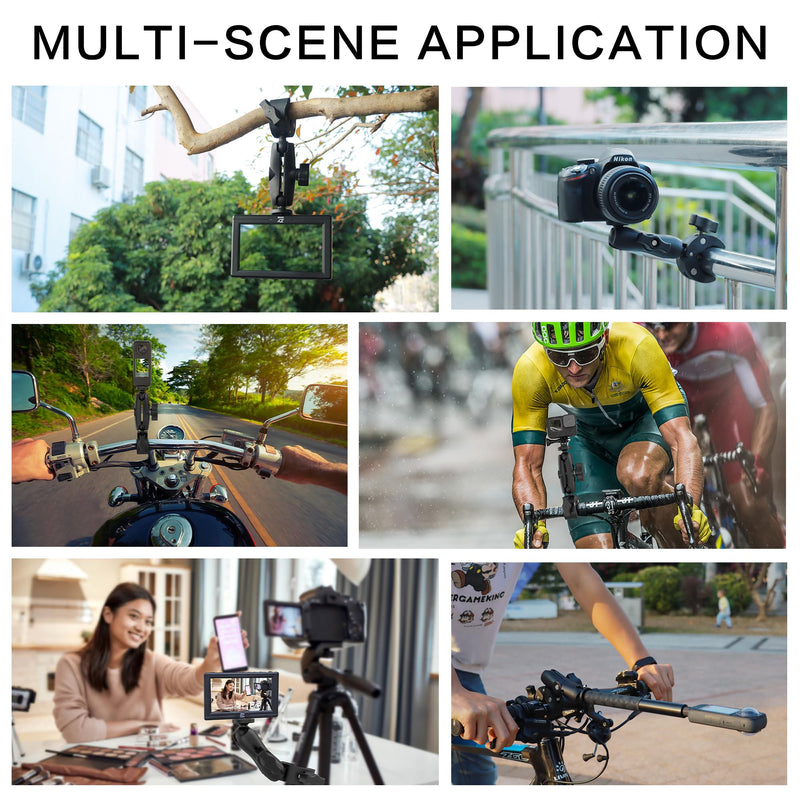 Taisioner Super Camera Clamp Mount 3.6" Socket Arm 360°Ball Head Magic Arm 1/4" Thread for Canon Nikon/Digital Camera/DSLR/Gopro/Insta360/LED Light(Gopro Adapter,Phone Holder) 3.6"Socket Arm