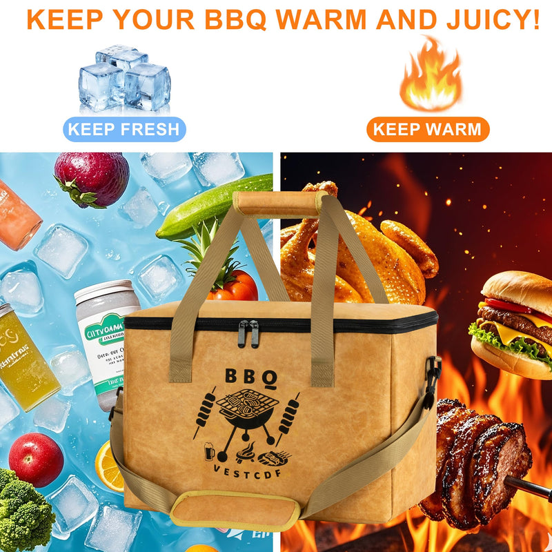 BBQ Blanket for Resting Meat, Large Capacity Resting Bag for Smoking & Barbecue, Reusable Brisket Blanket with Adjustable Shoulder Strap, Insulated Grilling Accessories for Steak, Beef, Turkey