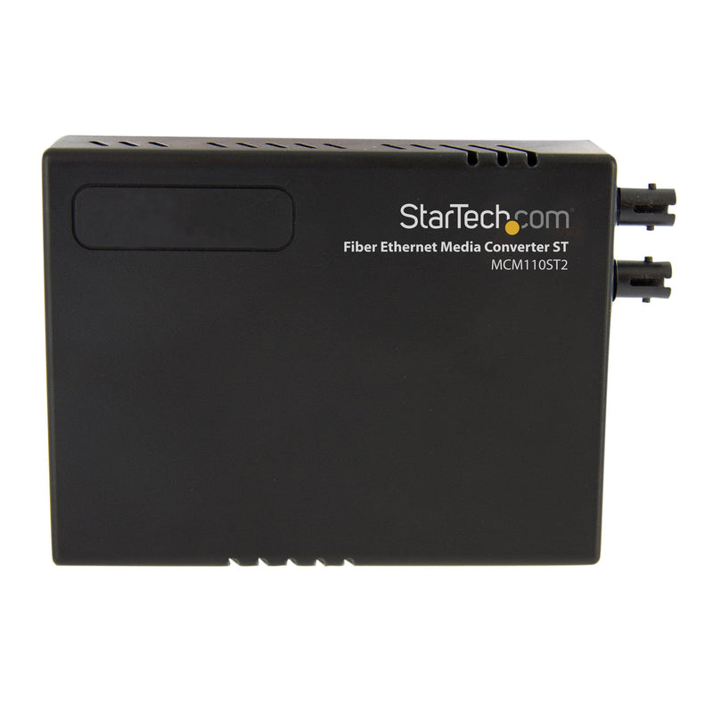 StarTech.com 10/100 Mbps Ethernet to Fiber Optic Media Converter - ST Multimode - 1310nm - 2km - Full/Half Duplex , TAA (MCM110ST2) No Mount | Plastic