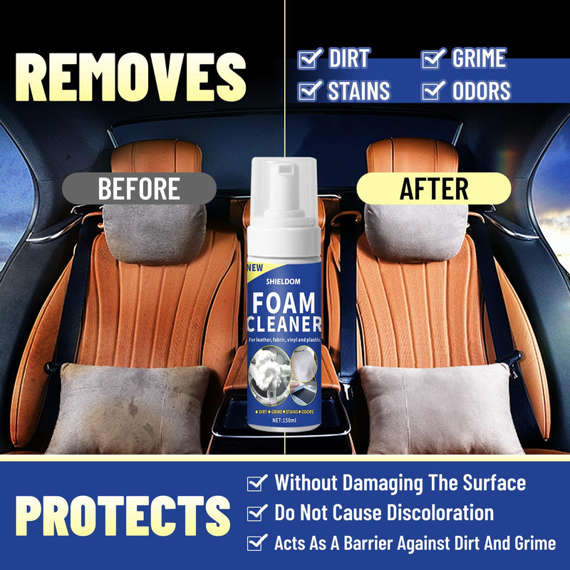 Multifunctional Car Interior Foam Cleaner Cars Seat Cleaner Multi Purpose Foaming Deep Cleaning for Auto and Home Remove Stain from Leather, Fabric, Carpet, Upholstery and Plastic - 5oz/150ML